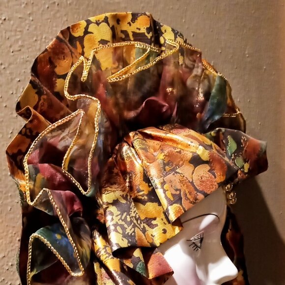 Dynamic Vintage Art Deco Ceramic Mask Brocade Lady Wall Hanging - Picture 3 of 15